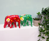 Christmas Painted Resin Elephants