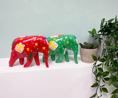 Christmas Painted Resin Elephants