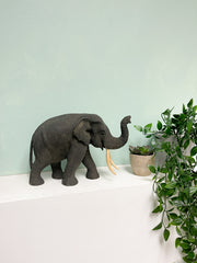 Black Wooden Elephant Trunk Up