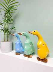 Bamboo Ducks Painted with Flowers