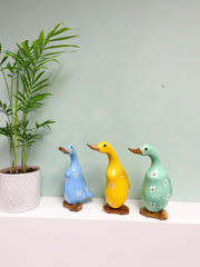 Bamboo Ducks Painted with Flowers