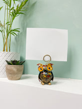 Painted Metal Owl Photo Holder