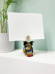 Painted Metal Owl Photo Holder