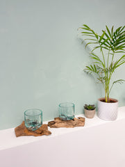 Glass with Wood Base - Small