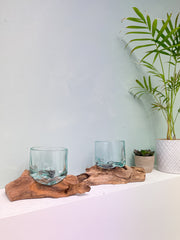 Glass with Wood Base - Small