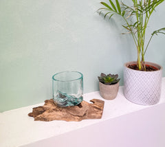 Glass with Wood Base - Small