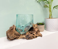 Glass with Wood Base - Medium