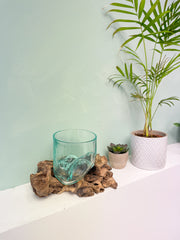 Glass with Wood Base - Medium