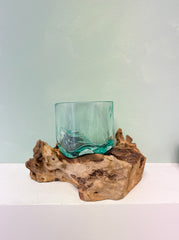 Glass with Wood Base - Medium
