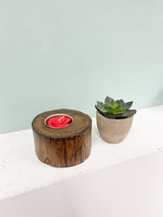 Wooden Log Tea Light Holder