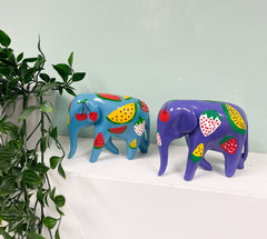 Fruit Painted Resin Elephants