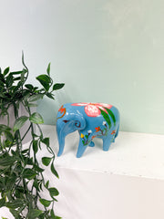 Flower Painted Resin Elephants