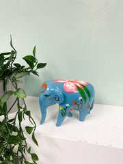 Flower Painted Resin Elephants