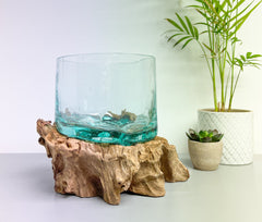 Glass with Wood Base - Large