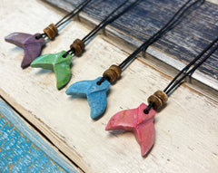 Carved Stone Whale Tail Necklace