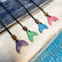 Carved Stone Whale Tail Necklace