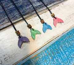 Carved Stone Whale Tail Necklace