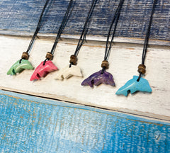 Carved Stone Dolphin Necklace