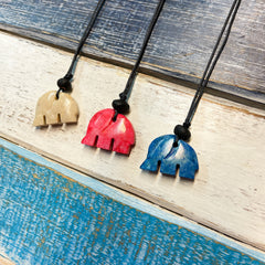 Carved Stone Elephant Necklace