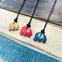Carved Stone Elephant Necklace