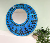 Turquoise Round Mosaic Mirror