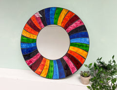 Rainbow Wave Mosaic Mirror