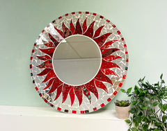 Red/Black Sun Mosaic Mirror