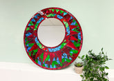 Red Flame Abstract Mosaic Mirror