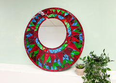Red Flame Abstract Mosaic Mirror