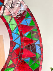 Red Flame Abstract Mosaic Mirror