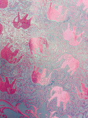 Blue & Purple Elephant Silk Scarf