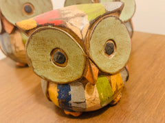 Painted Wooden Owls 'Stripe' - Set of 3
