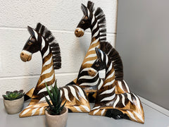 Painted Wooden Zebra Lying - Various Sizes