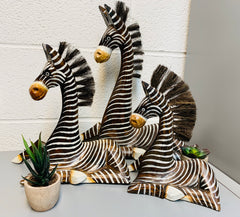 Painted Wooden Zebra Seated - Various Sizes
