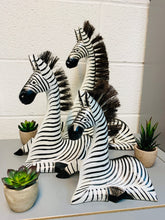 Painted Wooden Zebra Lying B/W - Various Sizes