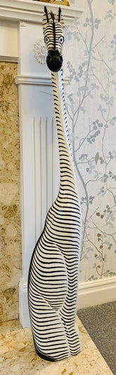 Painted Wooden Zebra Seated B/W - Various Sizes