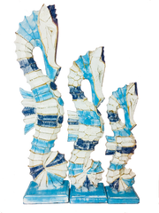 Seahorse Set of Three Small - Blue / White / Turquoise