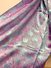 Blue & Purple Elephant Silk Scarf