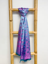 Blue & Purple Elephant Silk Scarf