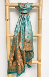 Green and Gold Elephant Silk Scarf