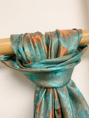 Green and Gold Elephant Silk Scarf