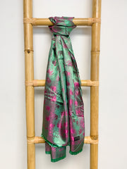 Green and Purple Elephant Silk Scarf
