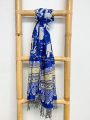 Blue Elephant Cashmere Scarf