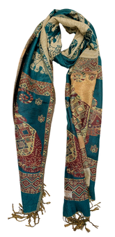 Dark Green and Gold Elephant Cashmere Scarf