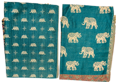Dark Green and Gold Elephant Cashmere Scarf