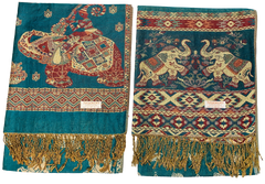 Dark Green and Gold Elephant Cashmere Scarf