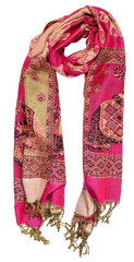 Pink and Gold Elephant Cashmere Scarf