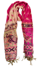 Pink and Gold Elephant Cashmere Scarf