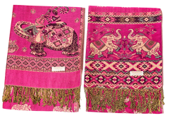 Pink and Gold Elephant Cashmere Scarf