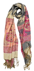 Pink and Grey Elephant Cashmere Scarf